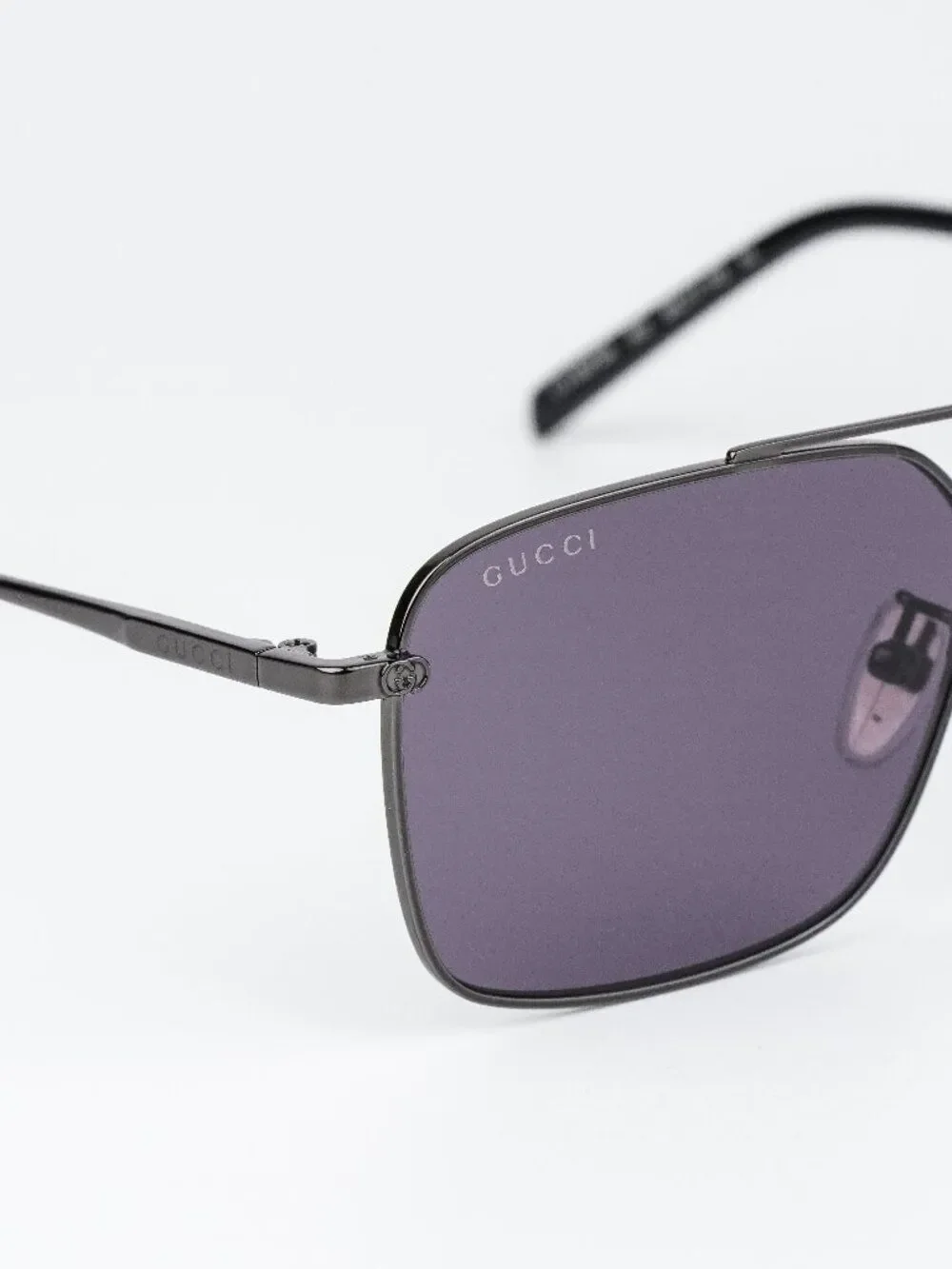 Gucci Men Sunglasses Ruthenium Violet Rectangular GG1957SA 003 NEW AUTHENTIC